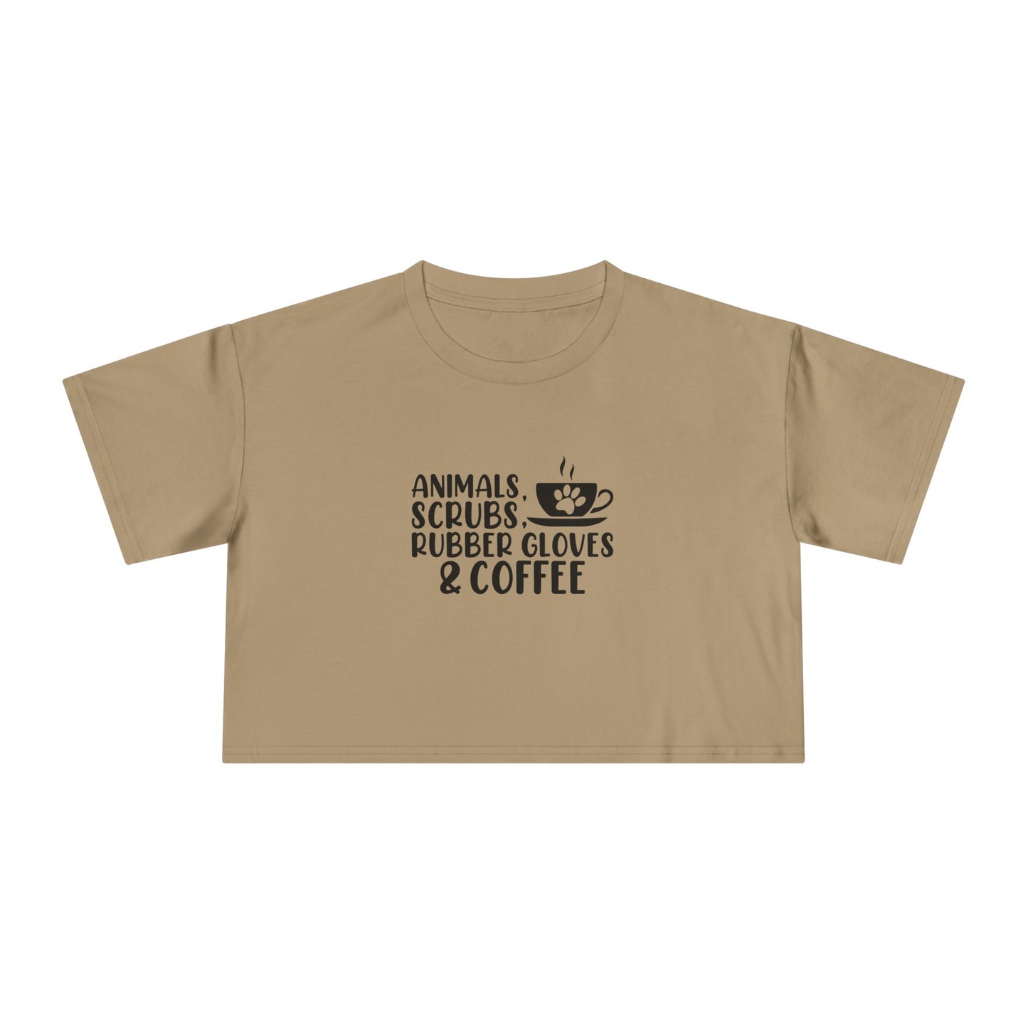 Animals, Scrubs, Rubber Gloves, Coffee | Women's Crop Tee