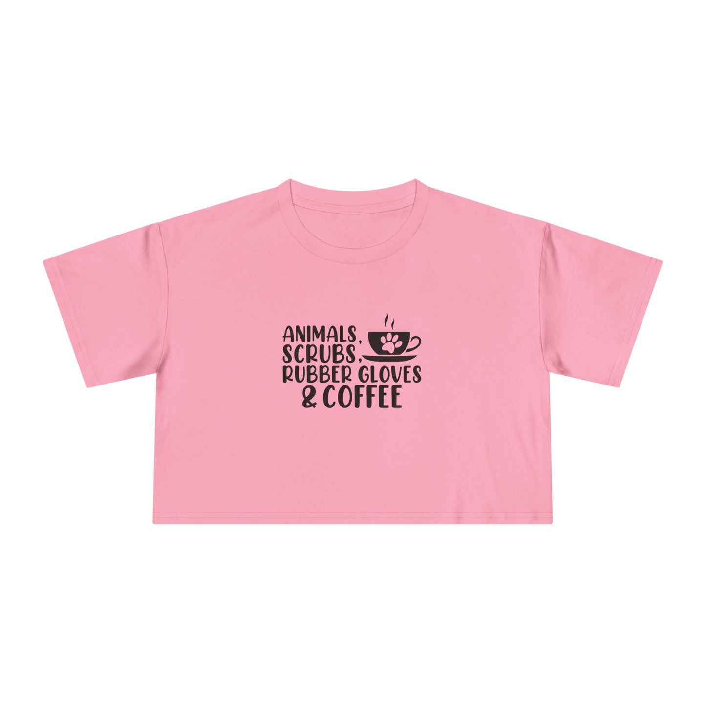 Animals, Scrubs, Rubber Gloves, Coffee | Women's Crop Tee