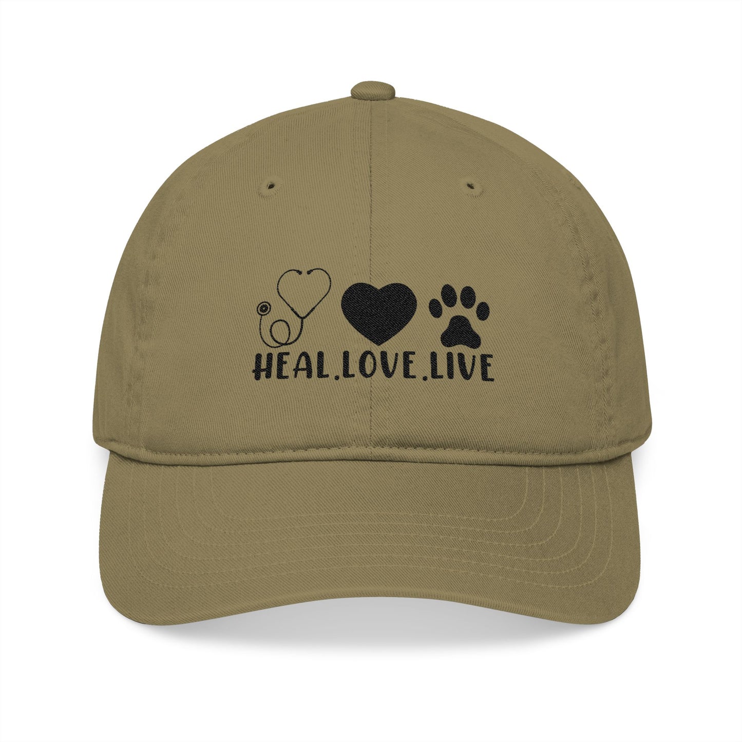 Heal. Love. Live. | Organic Baseball Cap (Embroidery)