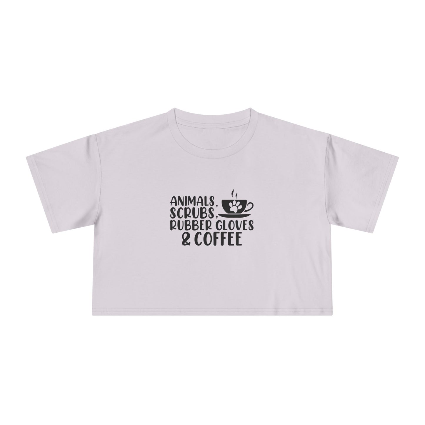 Animals, Scrubs, Rubber Gloves, Coffee | Women's Crop Tee