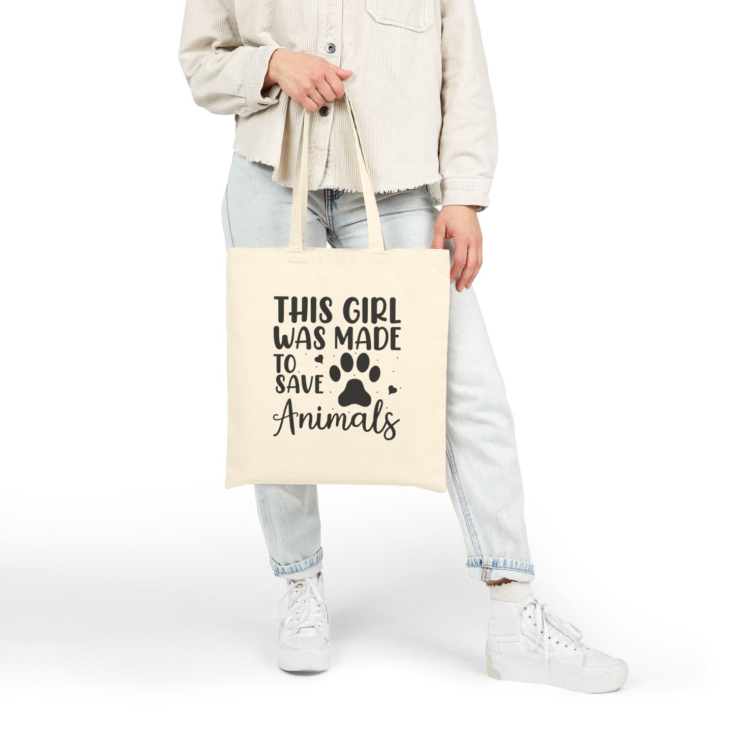 This Girl Was Made to Save Animals | Cotton Canvas Tote Bag